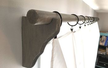 Rustic Curtain Rod & Corbels With Sheet Curtains