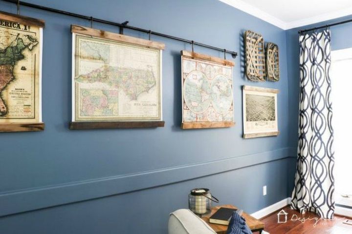 10 maneras en las que nunca pensaste en usar una barra de cortina en tu casa, Arte de mapa de bricolaje de palets viejos