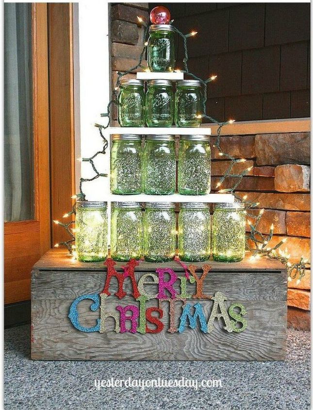 no tires ese tarro de cristal antes de ver estas ideas navideas, rbol de Navidad Mason Jar Verde
