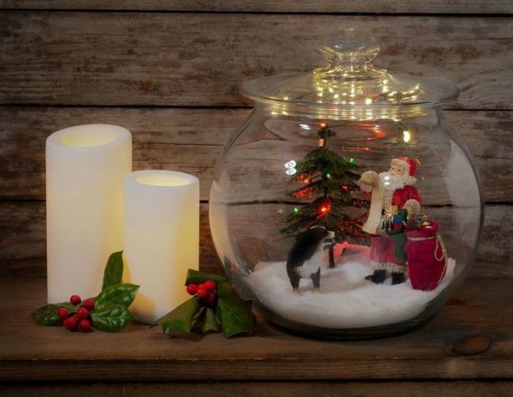 no jogue fora aquele pote de vidro antes de ver essas ideias de natal, Cena de pote de Natal em miniatura