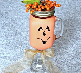 mason jar pumpkin candle holders, crafts, halloween decorations, home decor, mason jars, seasonal holiday decor