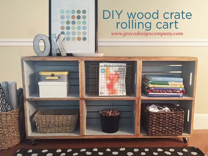 wood crate rolling cart, painting wood furniture, repurposing upcycling