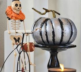 halloween diy metallic crackle pumpkin, halloween decorations, seasonal holiday decor