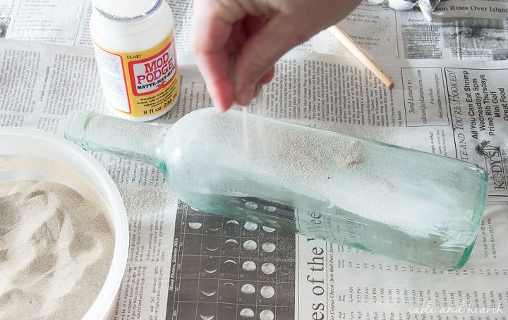 upcycle glass bottles into beautiful beachy vases , cleaning tips, crafts, decoupage, home decor, outdoor living