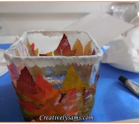 dollar tree fall candle vignette, crafts, repurposing upcycling