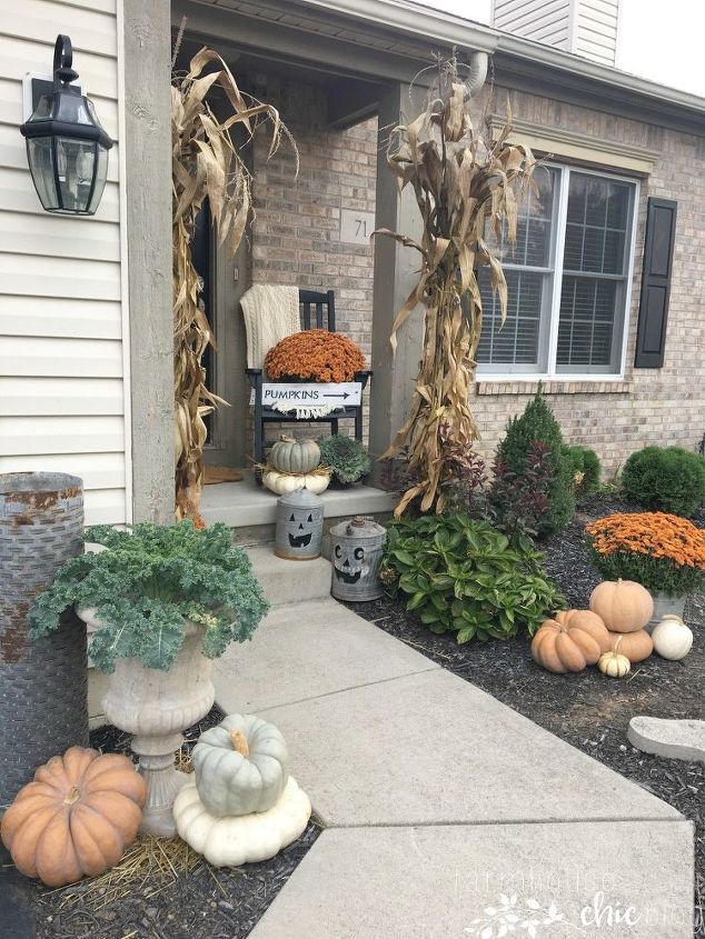 pumpkins on the porch , closet, doors, gardening, home decor, outdoor living