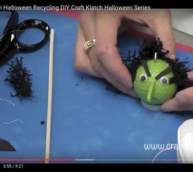 golf ball witch halloween recycling craft diy, crafts, halloween decorations, seasonal holiday decor