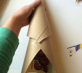 make a cereal box christmas tree with recycled grocery bags