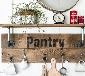 make an easy pipe and reclaimed wood shelf in minutes pantry style , closet, crafts, home decor, kitchen design, organizing, plumbing, repurposing upcycling, shelving ideas, storage ideas, woodworking projects