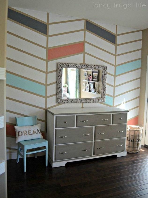 forget accent walls these amazing ideas are even better, Use painter s tape for a herringbone pattern