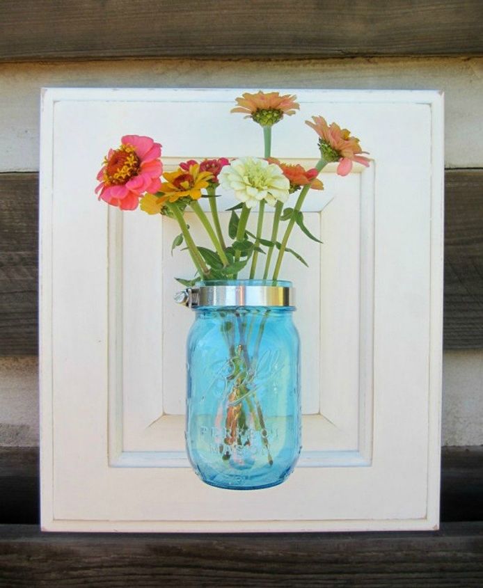 s rip off your cabinet doors for these brilliant upcycling ideas, doors, kitchen cabinets, kitchen design, Hang mason jars on them as wall vases