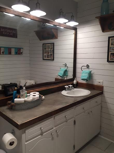 Guest Bathroom Redo With Shiplap Amp Concrete Counter Top