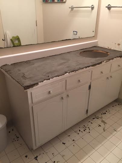 Guest Bathroom Redo With Shiplap Concrete Counter Top Hometalk