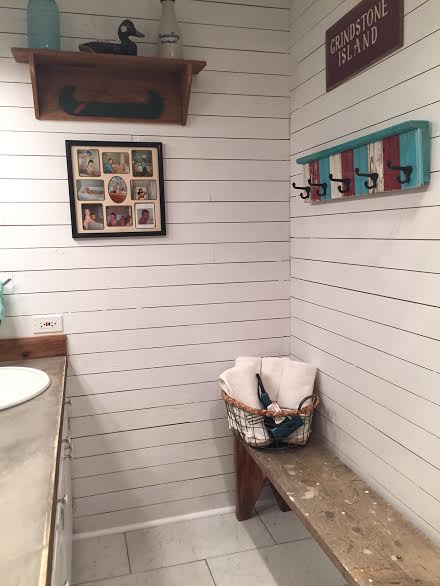 Guest Bathroom Redo With Shiplap Amp Concrete Counter Top