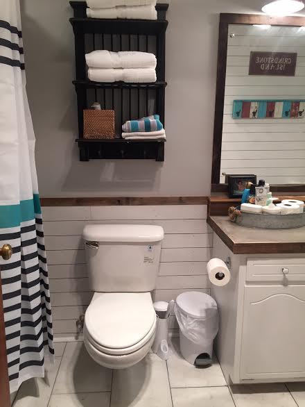 Guest Bathroom Redo With Shiplap & Concrete Counter Top | Hometalk Guest Bathroom Redo With Shiplap & Concrete Counter Top | Hometalk