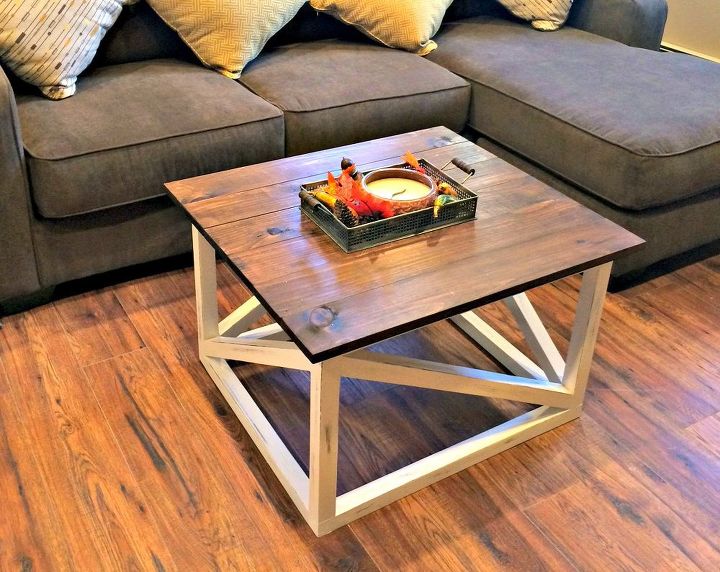 diy coffee table, basement ideas, living room ideas, painted furniture, rustic furniture, woodworking projects