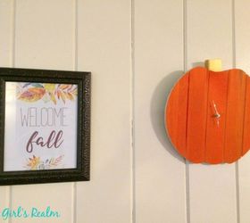 diy pumpkin clock, crafts, home decor, pallet, woodworking projects