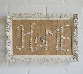 vintage buttons and burlap messages in pretty frames, crafts