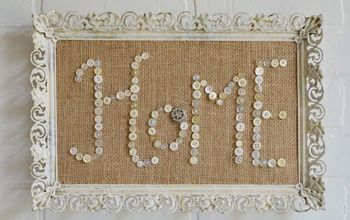 Vintage Buttons and Burlap Messages in Pretty Frames