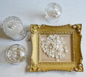 vintage buttons and burlap messages in pretty frames, crafts