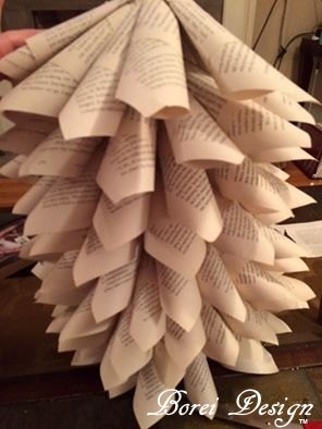 recycled book page mini christmas tree tutorial, christmas decorations, home decor, how to, repurposing upcycling