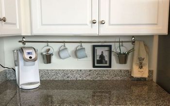 Declutter Kitchen Countertop With A Curtain Rod