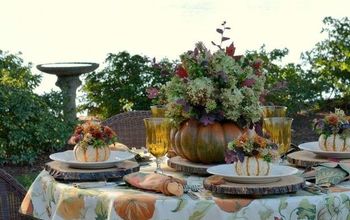 Alfresco Fall Table With an Easy Blooming Pumpkin  Method