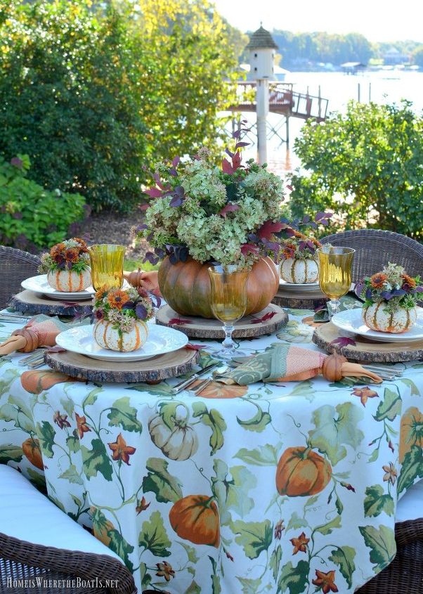 mesa de outono ao ar livre com mtodo de abboras de florao fcil