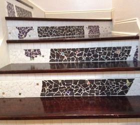 changing nasty carpeted stairs to mosaic garden path magic, The beginning of the garden path