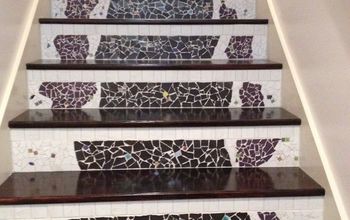 Changing Nasty Carpeted Stairs  to Mosaic Garden Path Magic!