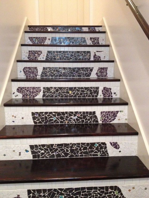 nasty carpeted stairs go to mosaic garden path magic , stairs