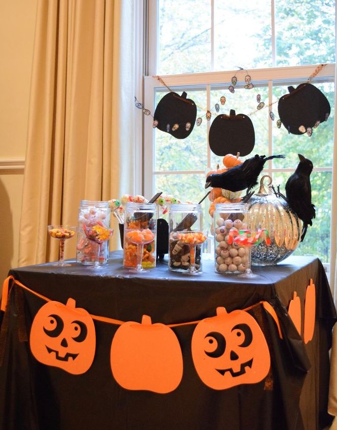 dollarstore halloween candy station and skeleton tray , halloween decorations, seasonal holiday decor