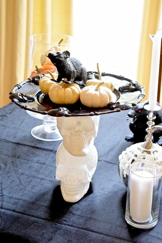 dollarstore halloween candy station and skeleton tray , halloween decorations, seasonal holiday decor