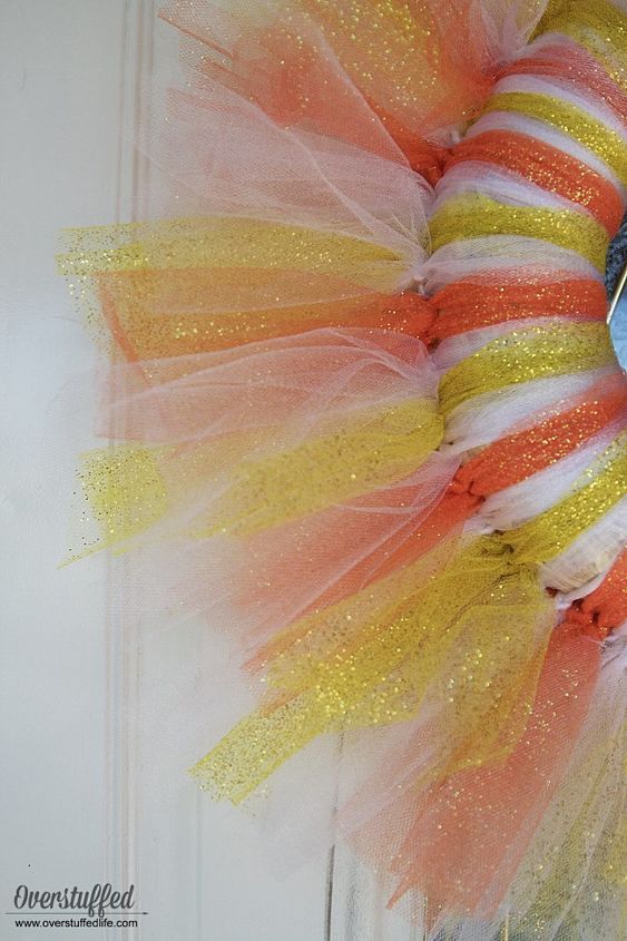 diy candy corn tulle wreath, crafts, wreaths, Choose a pattern for your tulle colors