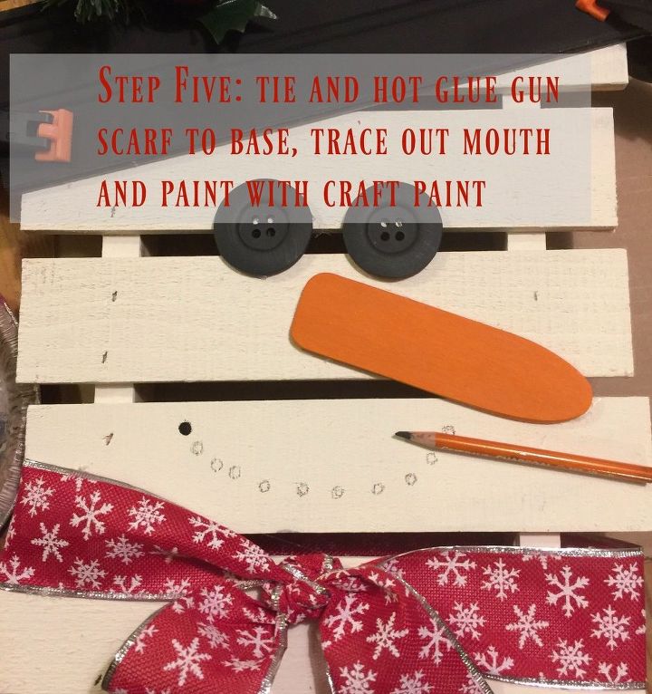 diy rustic christmas pallet snowman, pallet, Adding the finishing touches