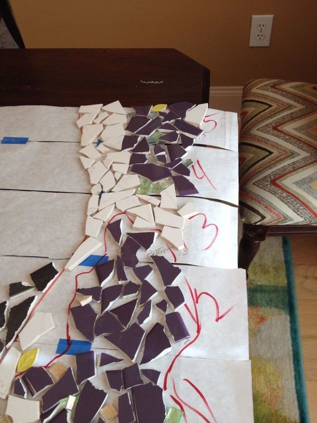 nasty carpeted stairs go to mosaic garden path magic , stairs