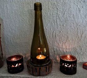 diy glass bottle lantern, concrete masonry, crafts, home decor, outdoor living