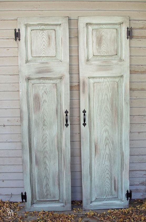 diy faux window shutters from a repurposed door, curb appeal, doors