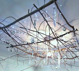 s hang your christmas lights in these 10 breathtaking spots, On your ceiling from twigs and branches