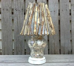 these gorgeous transformations will make you rethink your lamp shades, Give it a rusted outdoor look with twigs