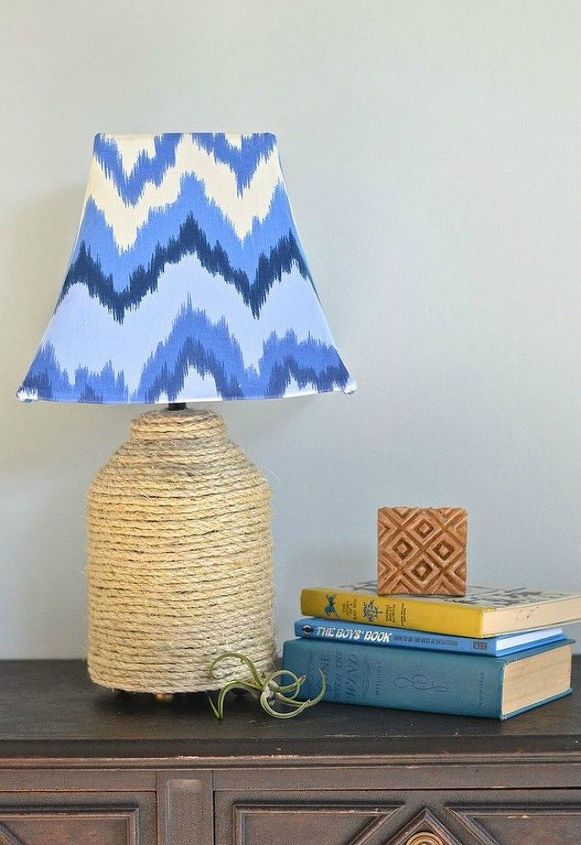these gorgeous transformations will make you rethink your lamp shades, Wrap your favorite fabric around the frame