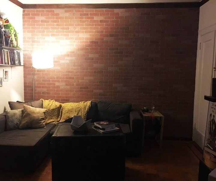faux brick wall, concrete masonry, home decor, living room ideas, wall decor