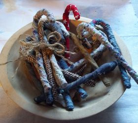 primitive homespun christmas candy canes, christmas decorations, crafts, home decor, seasonal holiday decor, shabby chic, reupholster, wreaths
