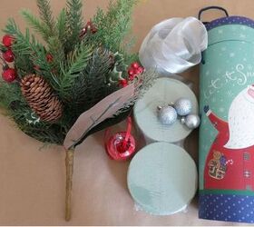 turn a holiday gift box into a christmas floral arrangement, christmas decorations, crafts, gardening, home decor, pallet, repurposing upcycling, seasonal holiday decor