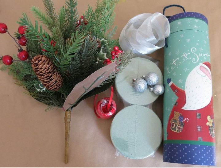turn a holiday gift box into a christmas floral arrangement, christmas decorations, crafts, gardening, home decor, pallet, repurposing upcycling, seasonal holiday decor