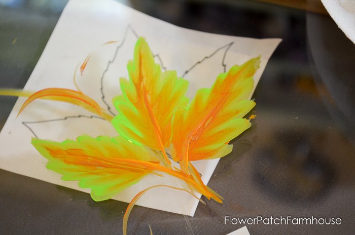 paint leaves on an old window for a unique wreath, crafts, home decor, wreaths