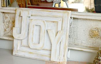 Make a Holiday Joy Sign With an Old Cupboard Door