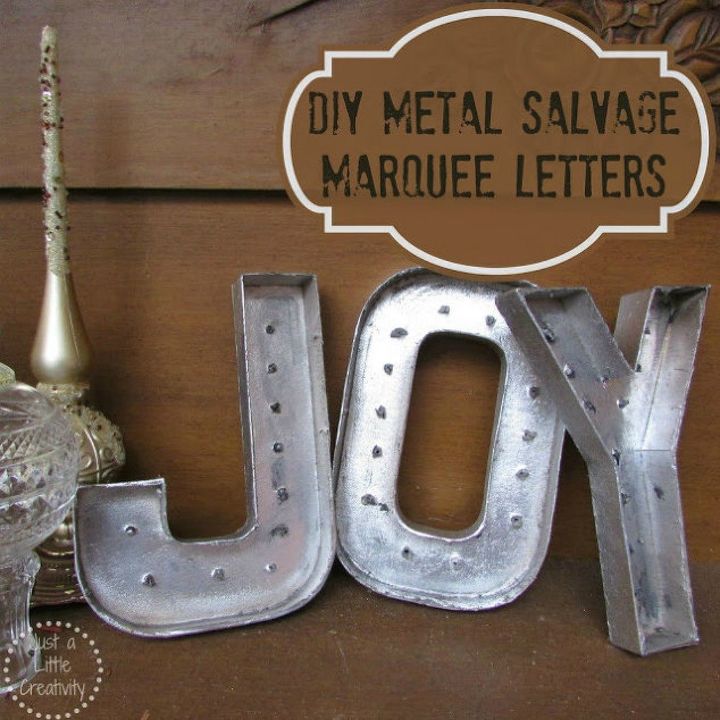 recorte papelo para essas ideias incrveis de natal, Christmas JOY Letras DIY Metal Salvage Marquee em ouro e prata
