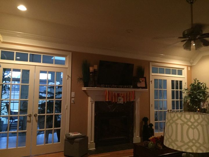 q would you put curtians over french doors i have them in myliving room, doors, window treatments, That s the living room with the French doors Would you put window treaments over and what kind