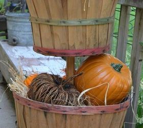 grab an old basket for these clever household ideas, Stack them into a pumpkin topiary